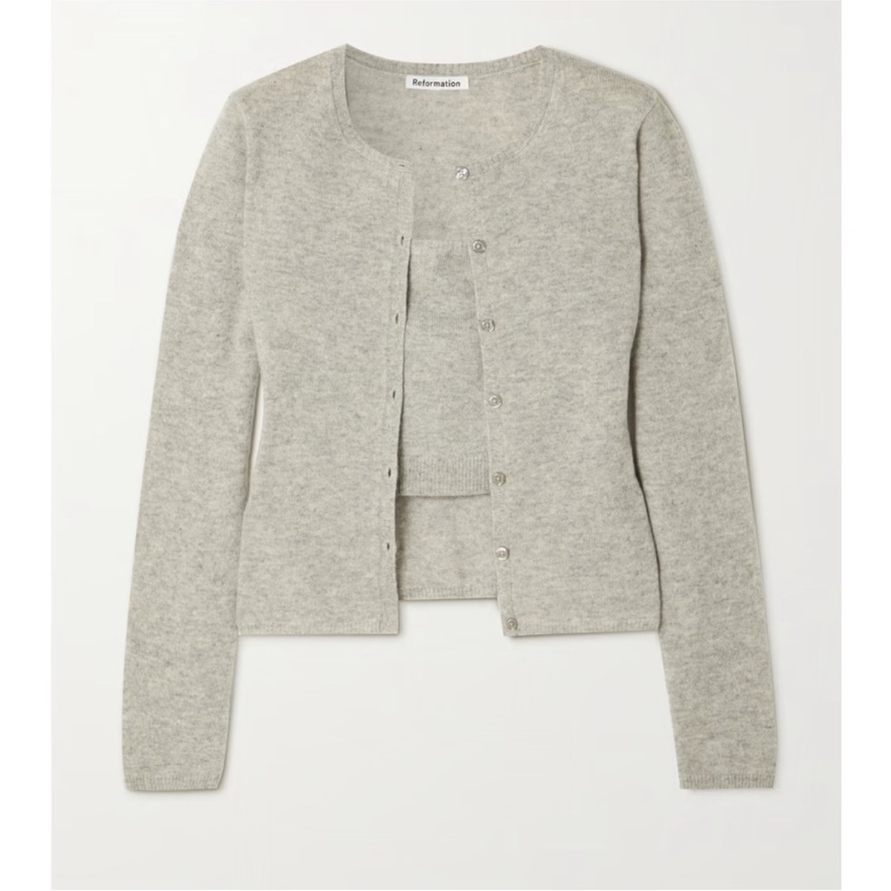 Reformation Brio Cashmere Strapless Tank And Cardi Set